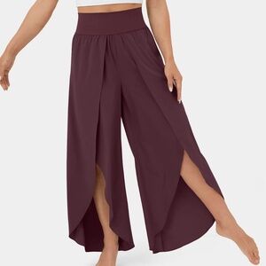 Breezeful™ High Waisted Back Waistband Pocket Palazzo Flowy Split Wide Leg Quick